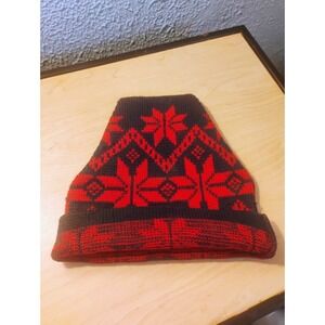 Wigwam 100% Virgin Wool Winter Beanie Hat~Blue Red Fair Isle Snowflakes Nordic